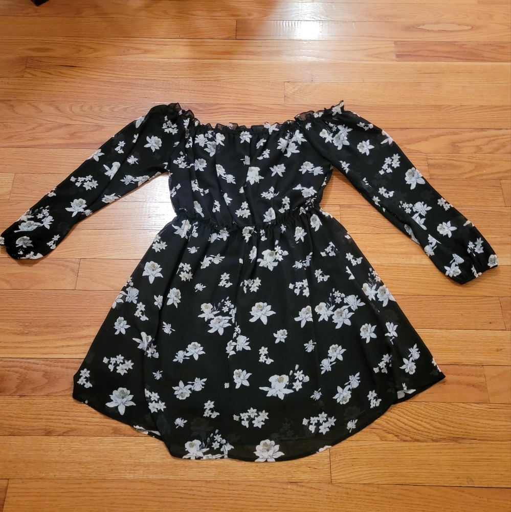 Forever 21, black & white floral dress, size 1X